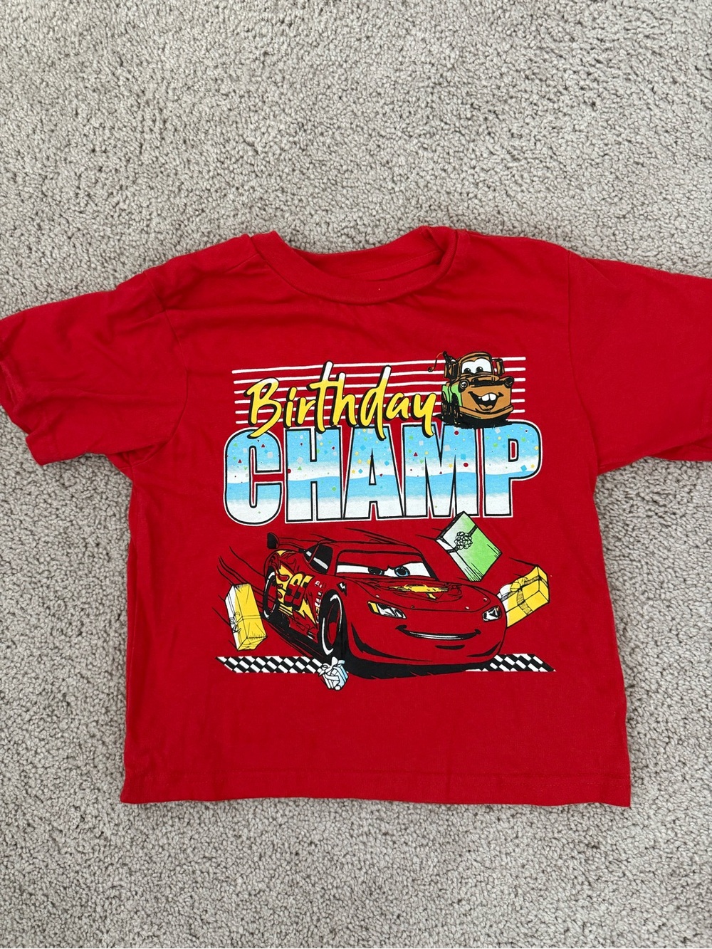 Disney Cars "Birthday Champ" Red Kids T-Shirt 5t
